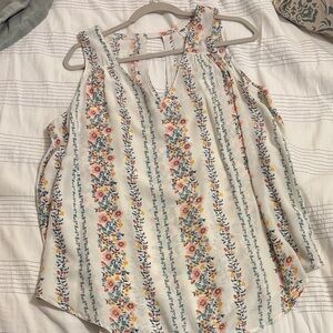 Old Navy Floral Striped Sleeveless Blouse - Cream and Multicolor
